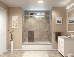 Semi-frameless bi-pass shower